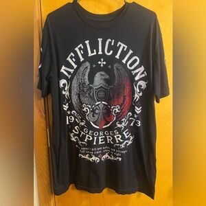 Affliction Georges St Pierre Black and Red Bold Graphic Tee. Men’s size large